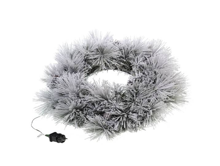 Couronne epicea led neige 61 cm blanc en plastique