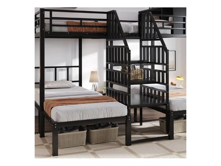 HAUSS SPOLE Etagenbett 90/140x200 mit matratze Jugendbett Eisenbett Bettgestell mit Treppe