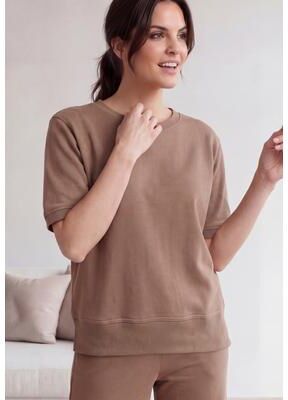 Plus Size Women's Ellos Studio Short Sleeve French Terry Crewneck by Ellos Studio in Dark Taupe (Size 4X)