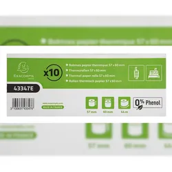 Exacompta 43347E 60x Thermorolle für Kassen und Kartenzahlung 57x60mm, 1-lagig 55g/m2 phenolfrei - Weiß