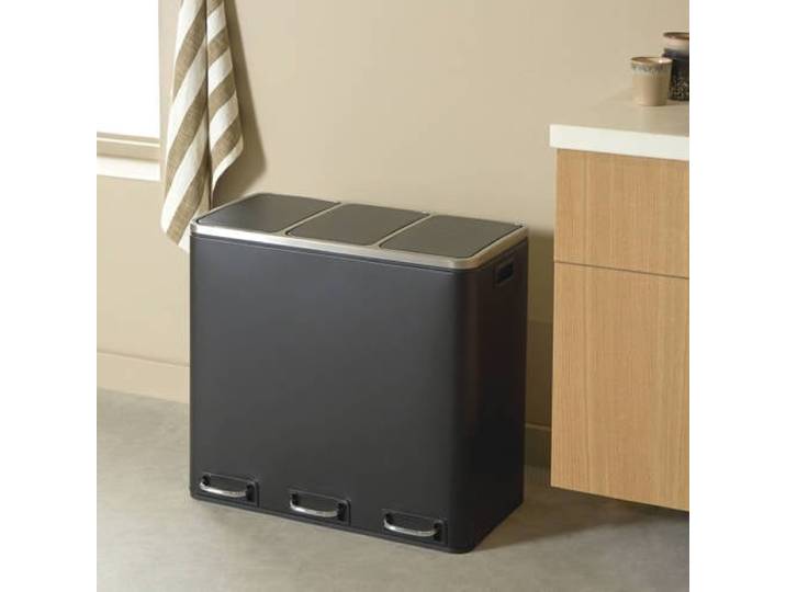 NOUS Living prullenbak - afvalscheiding - (18L+18L+18L) - zwart zilver