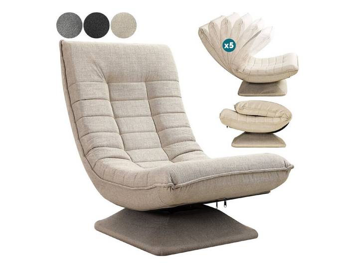 Casaria Relaxsessel Aberdeen, verstellbare Lehne Drehbar Klappbar 150kg Belastbarkeit 60x105x87cm