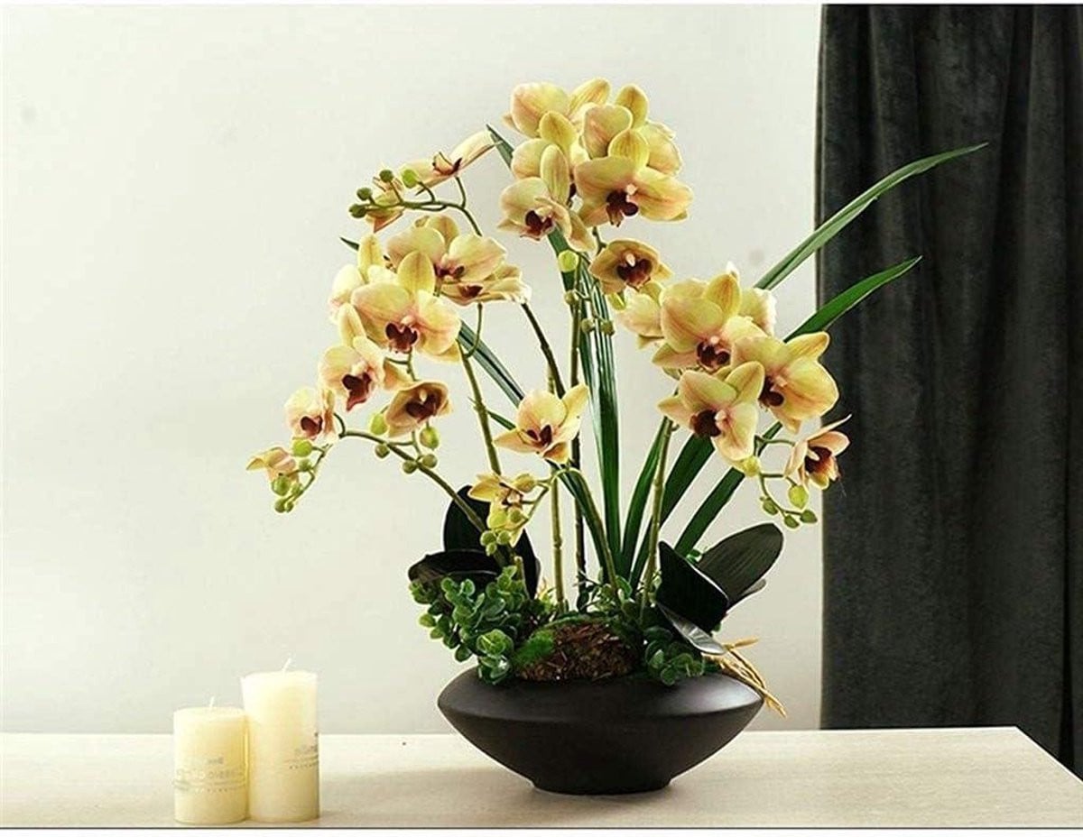 Kunstorchidee Boeket met Natuurlijke Textuur voor Woonkamer Decoratie, 50 cm Hoog