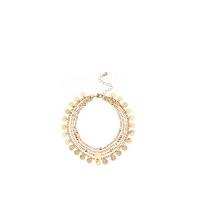 Fußkette mit Anhänger LASCANA "Boho Layer Look", Damen, Gr. Metall, gold (goldfarben), glänzend, Fußketten, Mehrreihige Fußkette, Fußketten Set, Fußkettchen mit Anhänger