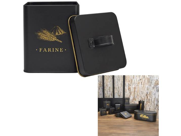 COOK CONCEPT Boîte à farine en métal noir et doré