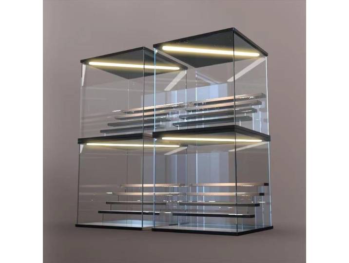 Vitrine transparente en acrylique avec lumières LED, boîte de rangement anti-poussière avec marches, vitrine de jouets et de modèles de voiture