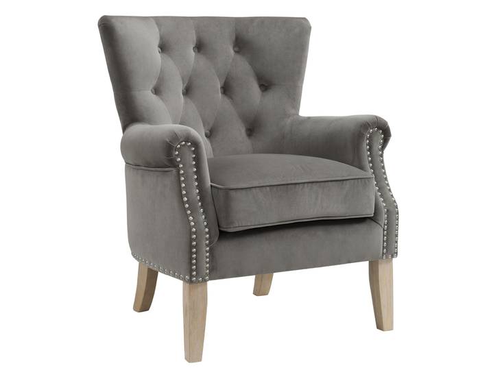 Sessel DOREL Holz massiv 73 x 75 x 86 cm Grau/Braun