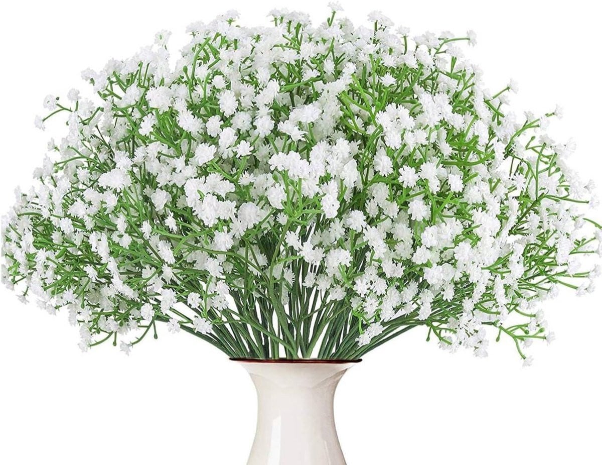 12 stuks Baby's Adem Kunstbloemen - Wit - Real Touch Nep Gypsophila voor Bruiloft en Feest Decoratie