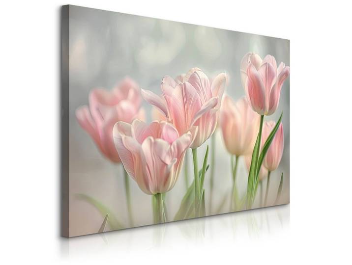 LEINWANDBILD für Wohnzimmer Blumen Tulpen Blätter Natur 90cm x 60cm