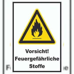 HB-Druck Vorsicht Feuergefährliche Stoffe Schild A4 Rückseite selbstklebend