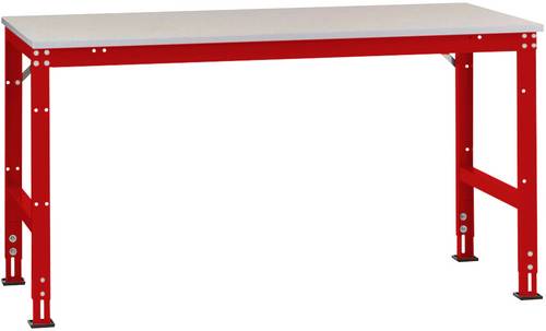 Manuflex AU4187.3003 Arbeits-Grundtisch UNIVERSAL Standard mit Kunststoffplatte, BxTxH = 3000x1000x760-870mm Rubin-Rot