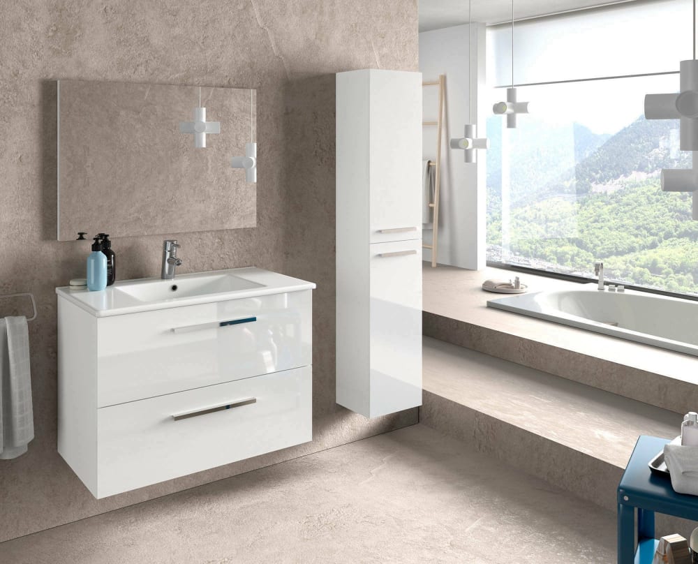 Dmora Armoire à colonnes effet bois blanc brillant 30x25 cm Blanc 30x150x25cm
