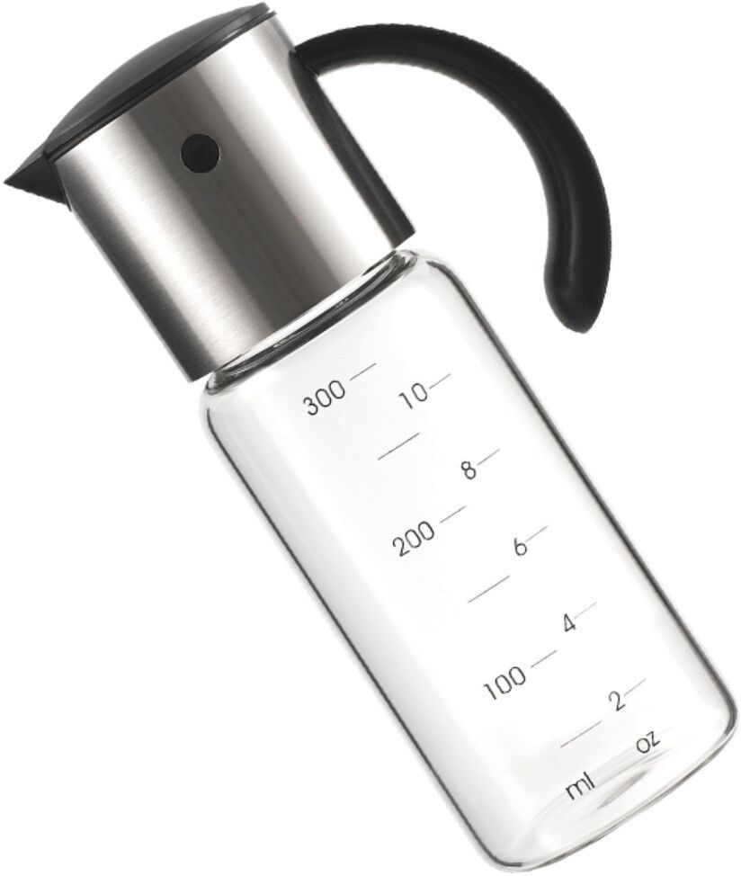 INF 300ml Borosilikat-Glas Ölspender mit Edelstahl-Vogelschnabel-Ausguss - Silber, tropffrei, automatische Öffnung