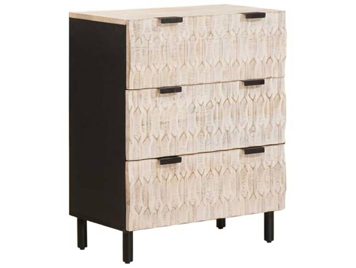 KGHFDVB Sideboard 60 x 33 x 75 cm Massivholz Mango Mit Schubladen, Stabile Eisenbeine, Griffmulden, Einfache Montage, Modernes Design