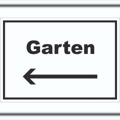 HB-Druck Garten Aufkleber mit Text und Richtungspfeil links Blumen Rasen waagerecht A1 (594x841mm)