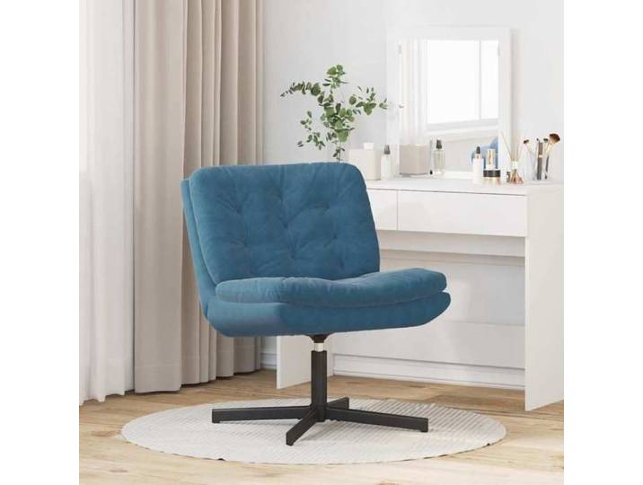 Fauteuil relaxant pivotant - - Bleu - Velours - 63x75x76 cm - Pivotant à 360° - Ergonomique - Cadre en métal