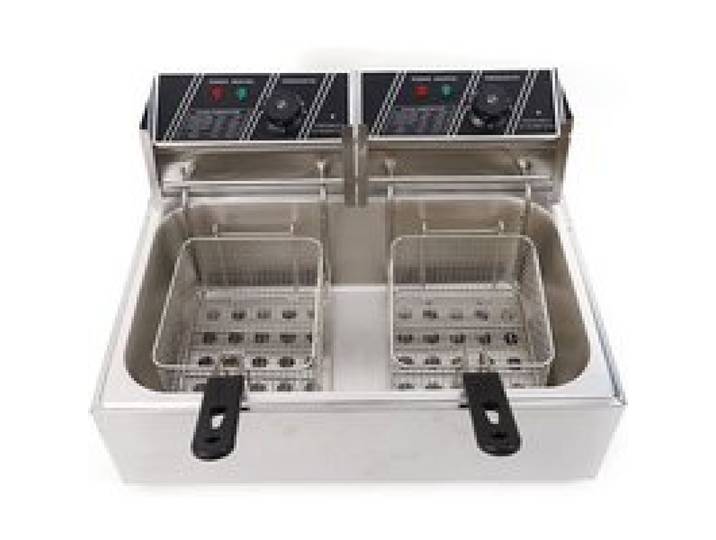 TABLE DE CUISSON ELECTRIQUE - PLAQUE DE CUISSON ELECTRIQUE - OUKANING - friteuse en acier inoxydable - 2 x 6L