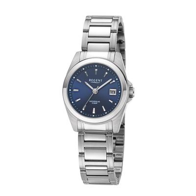 Quarzuhr REGENT, blau (silberfarben, dunkelblau), Armbanduhren, Damen, Quarzuhr, Armbanduhr, Damenuhr, Edelstahlarmband, analog, Tag