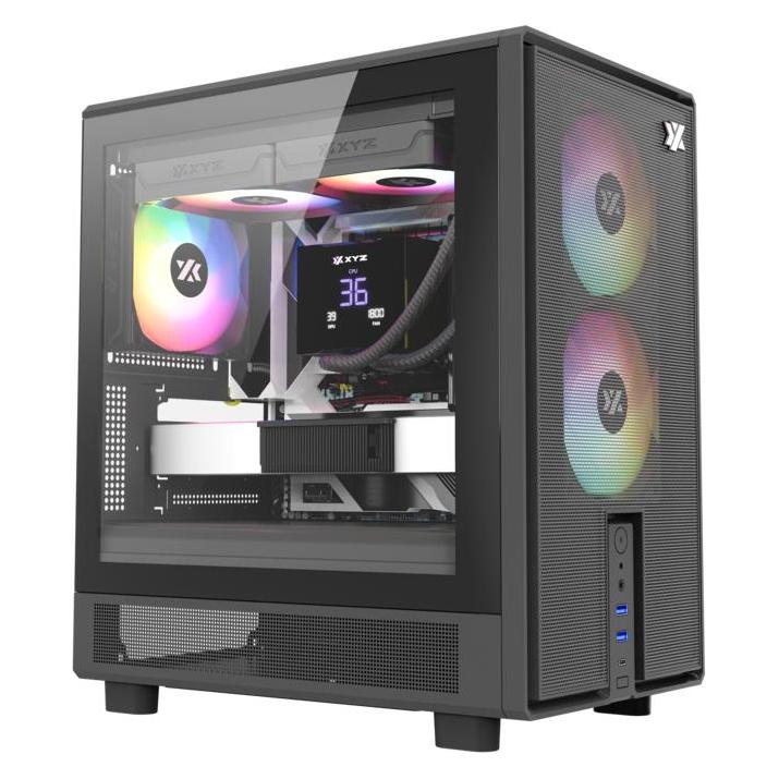 xyz Boitier Mini Tour Micro ATX Atom RGB avec panneau vitré (Noir) (mATX, Mini-ITX) (X-CS-ATOM-B)