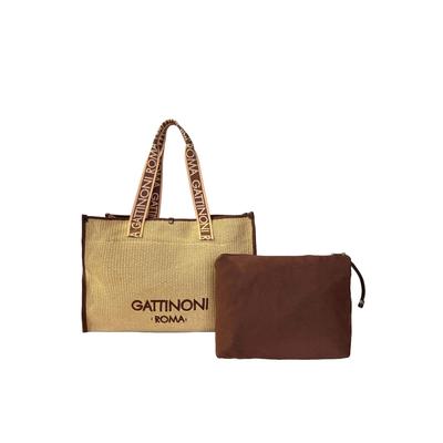 Tragetasche GATTINONI "Jane Raffia Large Shopping Bag Damen", Damen, Gr. B/H/T: 17cm x 35cm x 17cm onesize, braun (natural, braun), Baumwolle, Polypropylen, Taschen, Tragetasche Damen, Shopper, Strandtasche, Fashion, Lifestyle, Sale