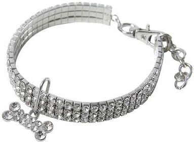 Inspired Living Luxury Rhinestone Dog Collar For Small Dogs Adjustable Crystal Puppy Necklace Collar white m
