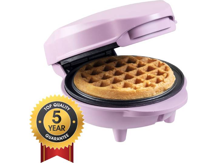 Bestron Wafelijzer - AMW500L - 550W - Mini wafel - Anti aanbaklaag - Mat licht Paars - 5 jaar garantie