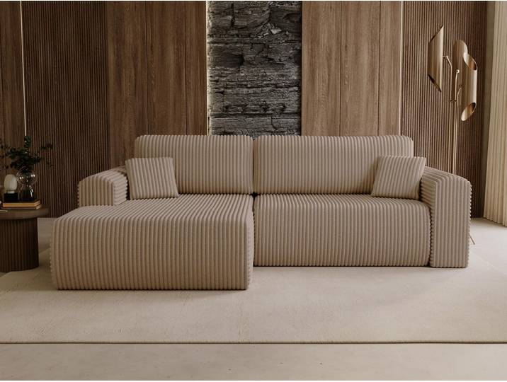 Compleo Ecksofa 257 cm breit,Ecksofa mit grobem Cordstoff, Modern und elegant, Modernes Wohnzimmer oder Jugendzimmer