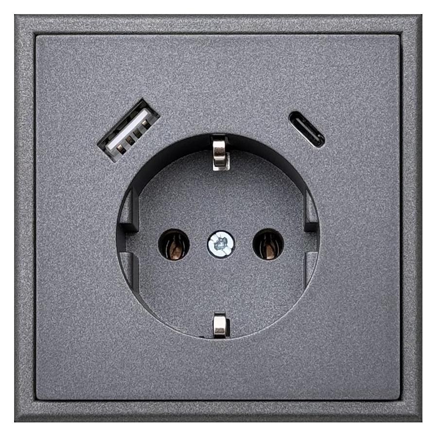 Liregus SOCKET+USB A+C IUK-3-01.M/BM MODERN BL (17 W, 1 Port) (60271858)