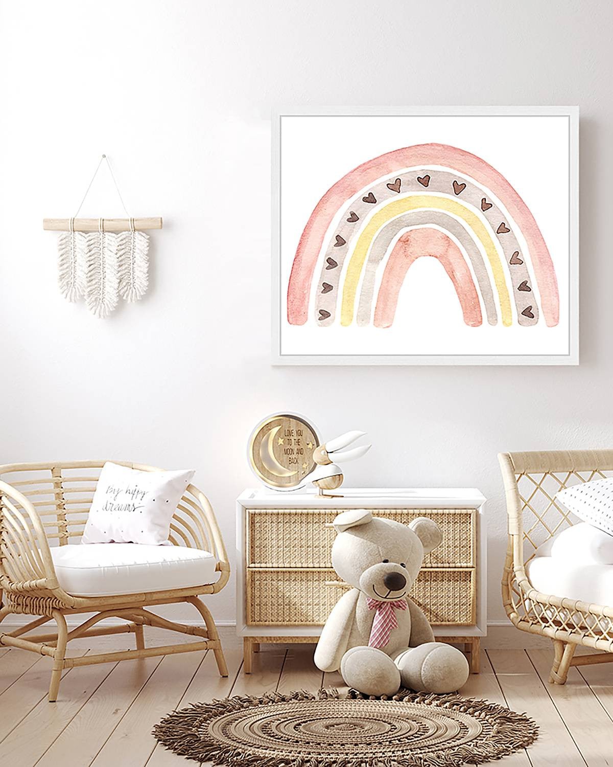 home24 Cute Rainbow abstracte wanddecoratie multicolor 53 x 63 cm