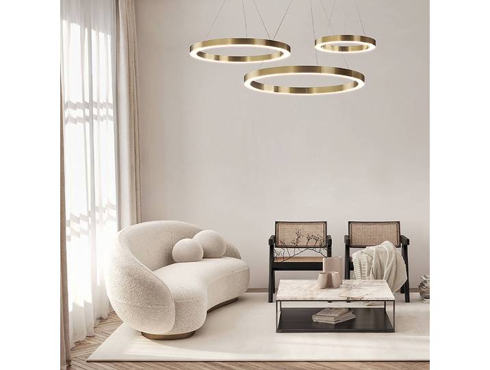 Suspension LED Saturno Ø 80cm Laiton Acier inoxydable LED Module LED