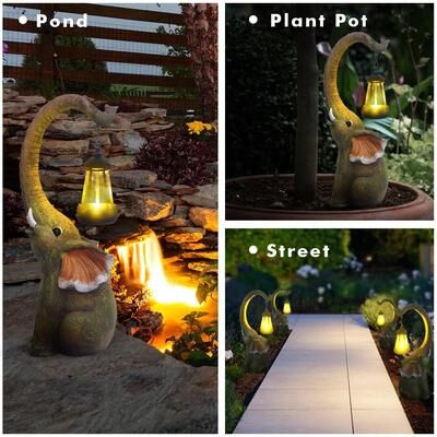 Uplifted Finds Solar Resin Elephant Statue Garden Light   Retro Waterproof Landscape Courtyard & Patio Walkway Lamp Solar Resin Elephant Statue Garden Light   Retro Waterproof Landscape Courtyard & Patio Walkway Lamp
