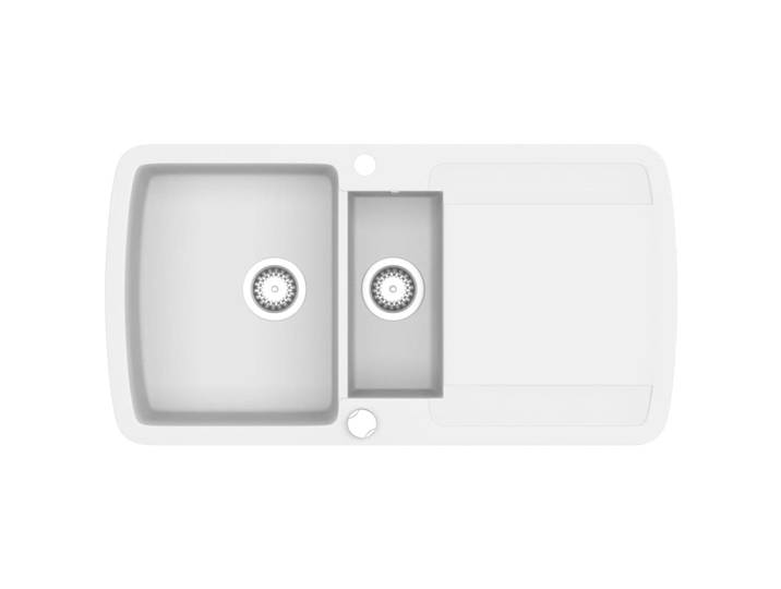 vidaXL Évier en granit double évier blanc