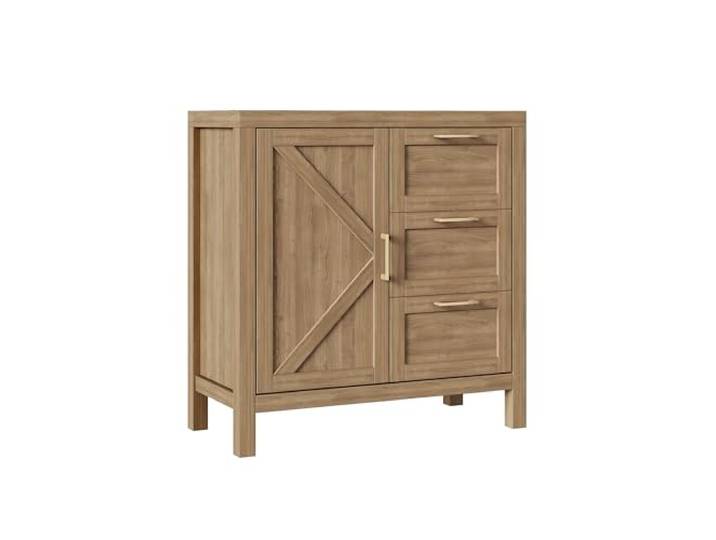 Garvee 1 Set Honigwabenplatte Speicherschrank – Eingle Tür + 3 Schubladen, Walnußfarbe, 98 * 45.5 * 30cm, Wohnzimmer/Esszimmer Ordnungsmöbel, Stauraumschrank Für Haushaltsgegenstände