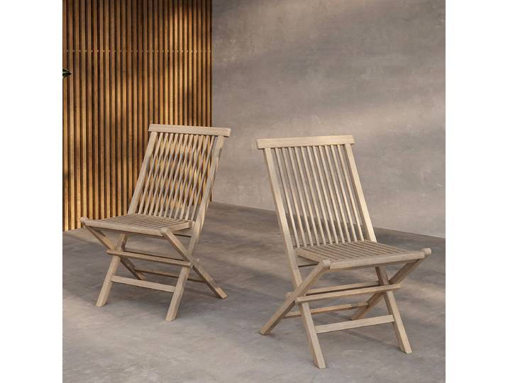 Gartenstuhl Kenya Typ A Teak Weiß/Weiß 47 x 89 x 62cm