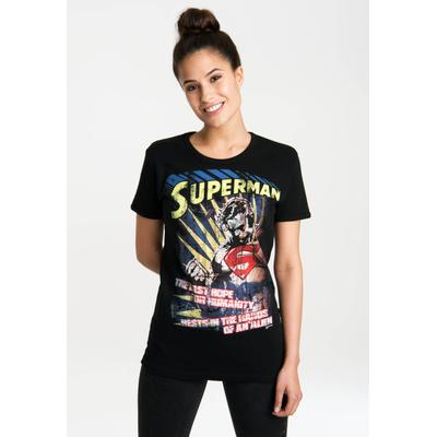 T-Shirt LOGOSHIRT "Superman – The Last Hope", Damen, Gr. S, schwarz, 100% Baumwolle, bedruckt, normal, Rundhals, Shirts T-Shirt, mit lizenziertem Originaldesign