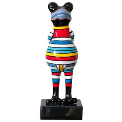 Skulptur GESTREIFTER FROSCH (LBH 34x12x12 cm) - LBH 34x12x12 cm