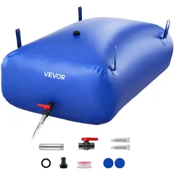 VEVOR Wasserspeicherblase, 330 L Wassersack mit Wasserhahn, Faltbarer & Tragbarer Wasserbeutel aus 1000D PVC, Wasserspeicher für Bewässerungssystem, Trockenheitsresistenz & Katastrophenfälle, Blau