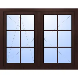 Doppelfenster ohne Mittelsteg PEPE 3-fach Verglasung Mahagoni holzähnlich innen öffnend DIN rechts