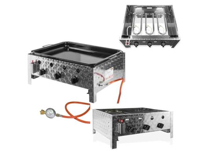 DEMA Gasbräter mit 3 Flammen Leistungsstarker Gastrobräter, Für Grill & Outdoor-Küche, Ideal für Camping, Ideal für Events