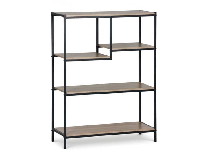 Étagère bibliothèque - JUANIO - Multifonctionnelle - Effet bois - Structure métallique noire - 75x30x100 cm