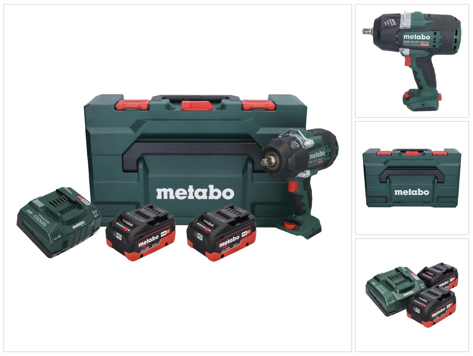 Metabo SSW 18 LTX 1450 BL accuslagmoersleutel 18 V 1450 Nm borstelloos met 2x 8.0 Ah accu, lader en metaBOX