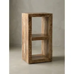 Regal Massivholz 2 Ebenen Cubeform Shabby-Chic KALKUTTA, Hellbraun 45x35x90 cm