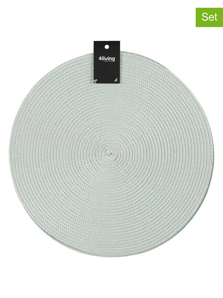 4Living 2er-Set: Tischsets "Miida" in Mint - Ø 38 cm - onesize
