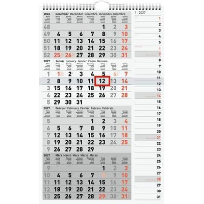 rido/idé 7033430007 4-Monatskalender 2027 grau, 300×490 mm