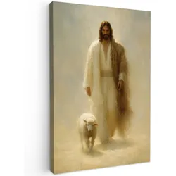 LEINWANDBILD Schaf - Jesus - Pinselstriche - Abstrakt Deko Wohnzimmer 20x30 cm