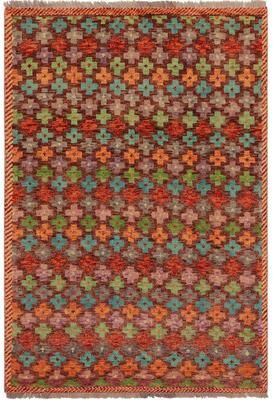 Treasured Knots Contemporary Balochi Brown Brown/Rust Hand Knotted Wool Rug - 3'3'' x 4'11''