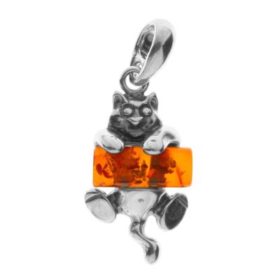 Kettenanhänger OSTSEE-SCHMUCK "Ostsee-Schmuck Anhänger Katze Anhänger Katze", weiß, Schmuckanhänger, Damen, 30 x 12mm, Silber 925 (Sterlingsilber), 2,5 g, Kettenanhänger