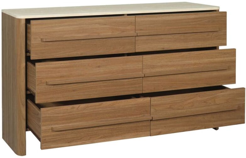 sweeek Cómoda efecto madera travertino con 6 cajones, nogal
