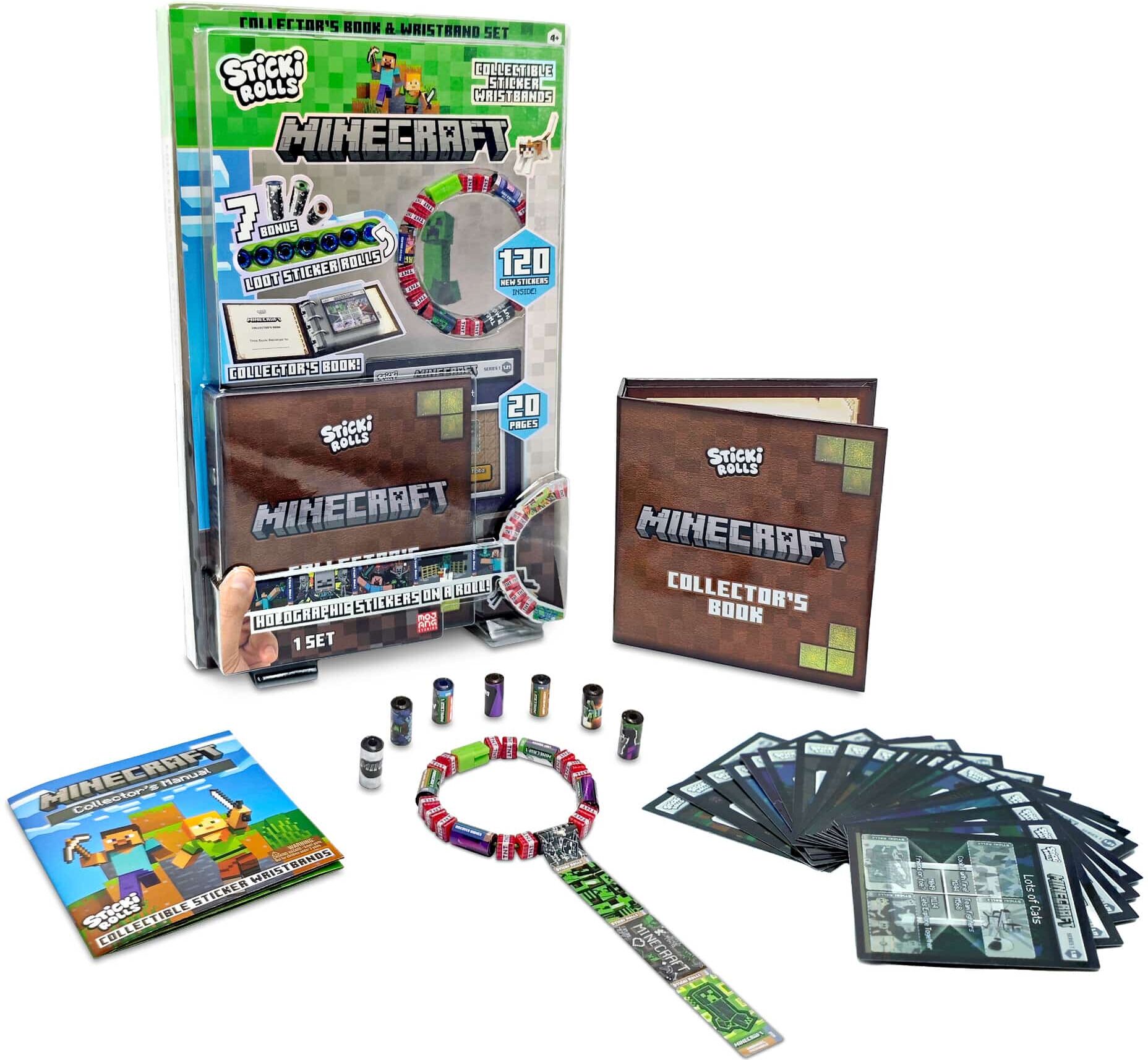 Sky Castle Sticki Rolls Minecraft Collectors Book with Wristband and 120 Stickers for Kids