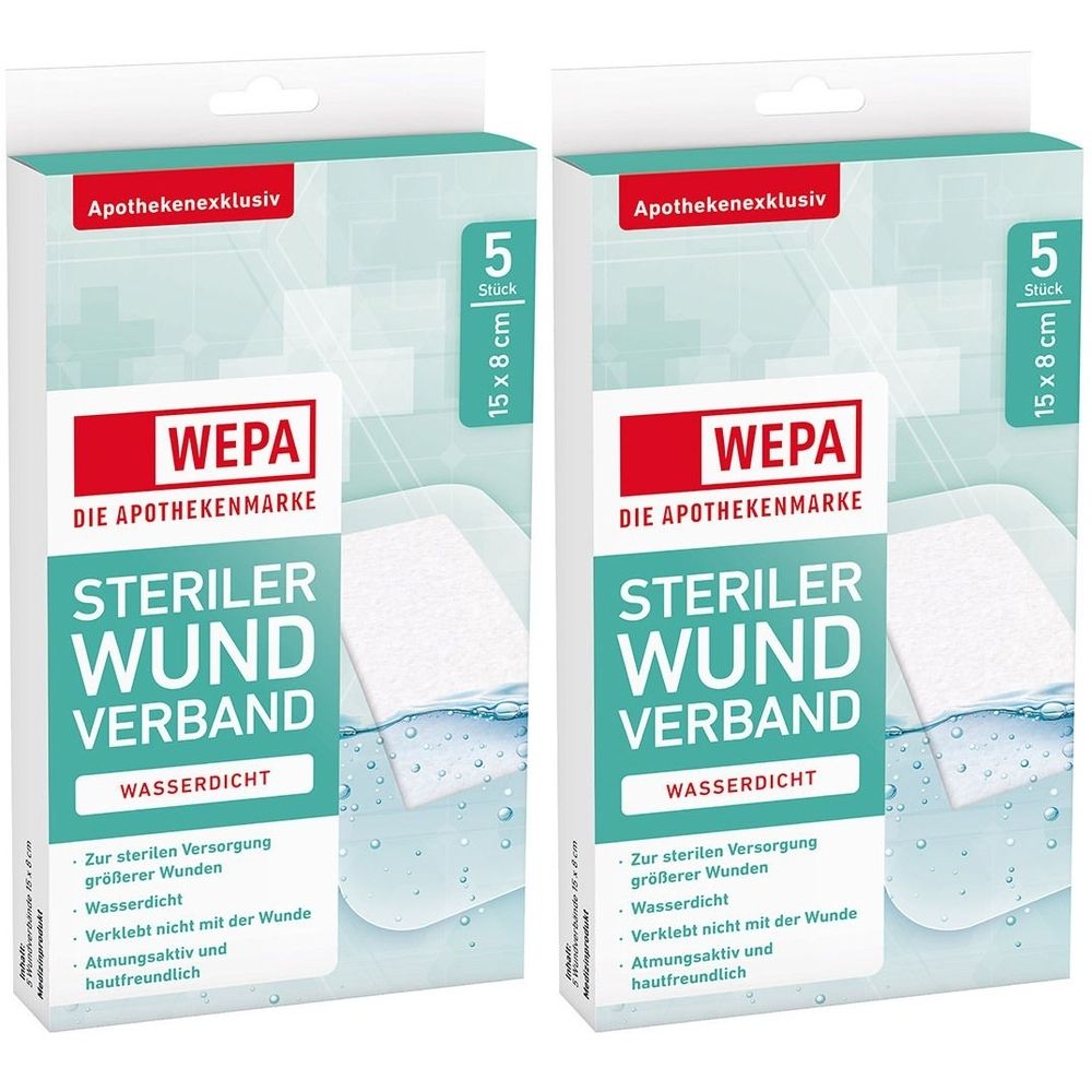 Wepa Wundverband wasserdicht 8x15 cm steril 2x 2x5 St Pflaster